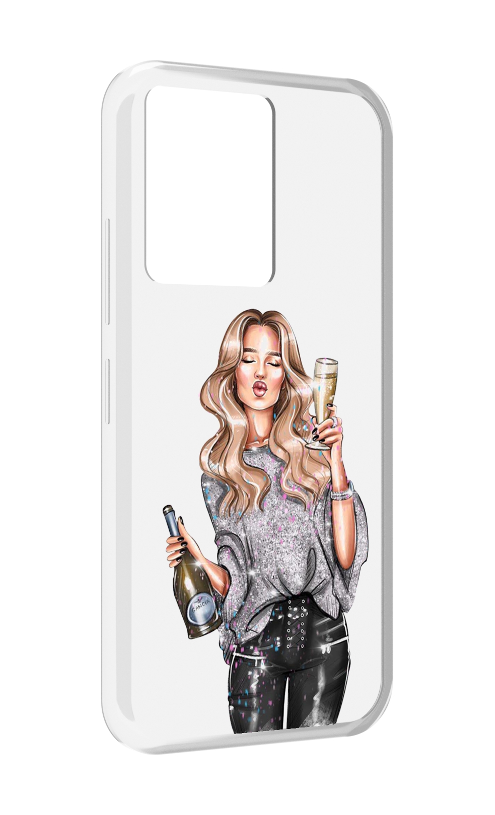 

Чехол MyPads красивая-любительница-шампанского женский для Infinix Note 12 5G X671, Прозрачный, Tocco