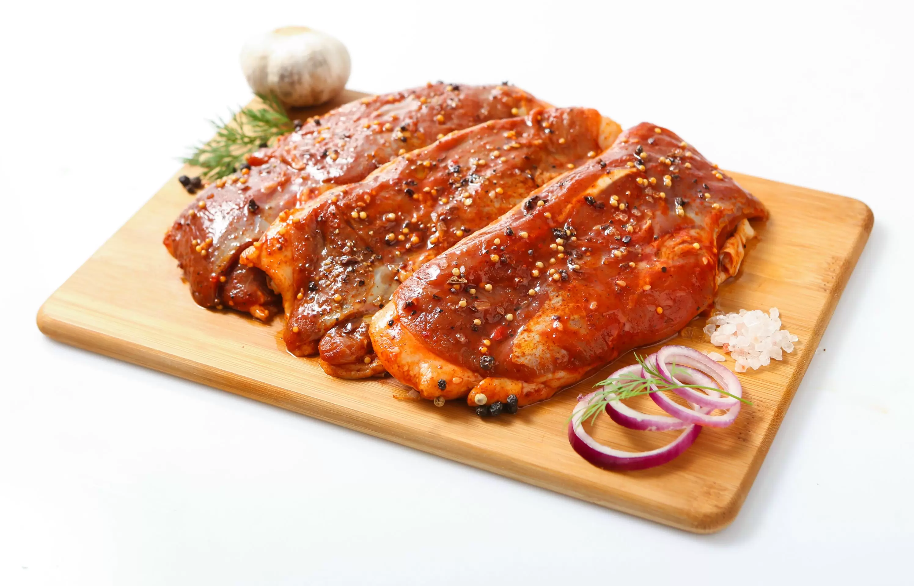 

Стейк из свиной шейки для барбекю в маринаде охлажденный