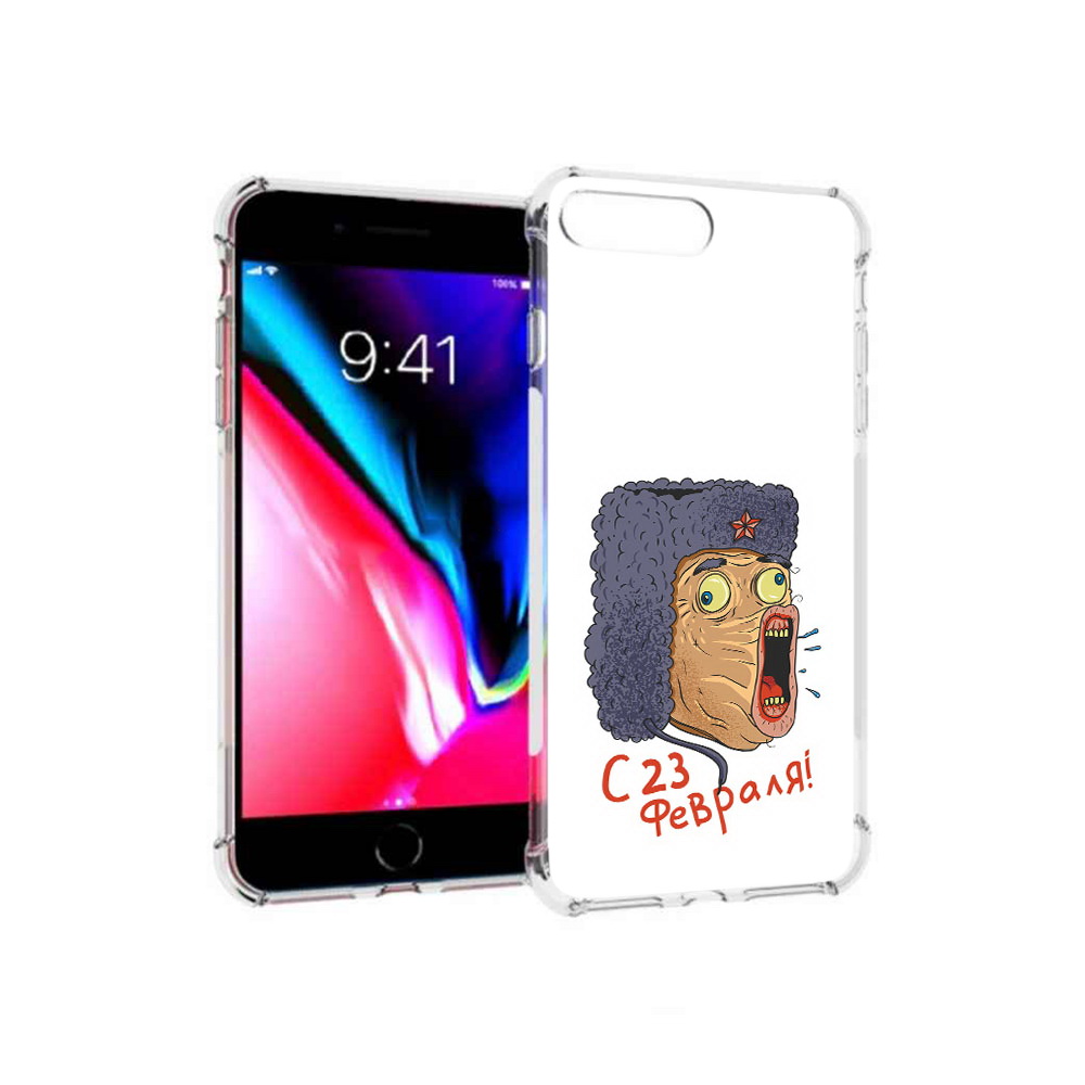 

Чехол MyPads Tocco для Apple iPhone 8 Plus 23 февраля смешная эмоция (PT70866.609.15), Прозрачный, Tocco