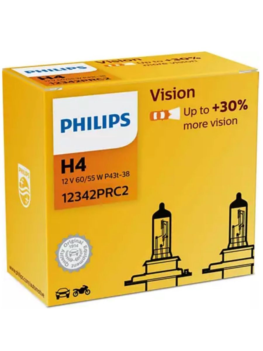 

Галогенная лампа Philips H4 Vision 12342PRC2, 12B, 60ВТ, 2шт