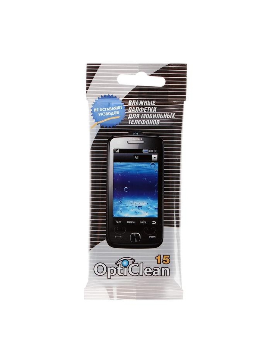 Салфетки Opti Clean влажные для мобильных телефонов 15 шт opti clean влажные салфетки для мобильных телефонов 3