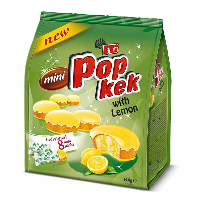 фото Кекс eti popkek mini lemon бисквитный покрытый лимонным соусом 144 г