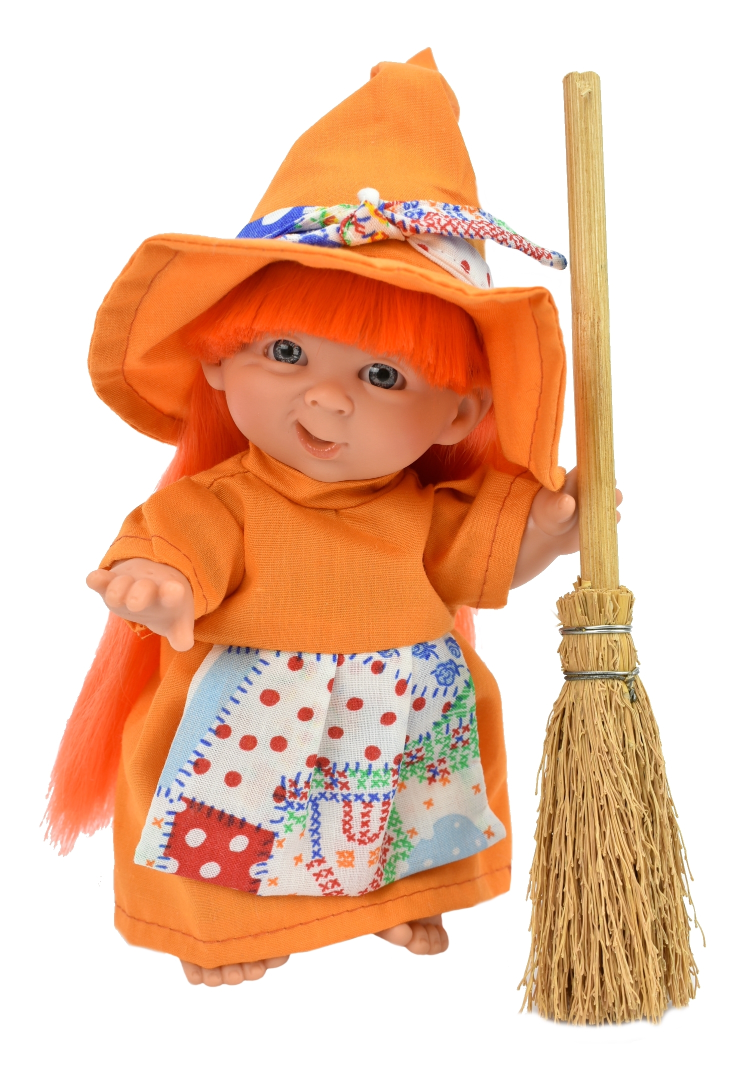 фото Пупс lamagik-мини ведьмочка, с красными волосами, в оранжевом платье и шляпе, 4328890