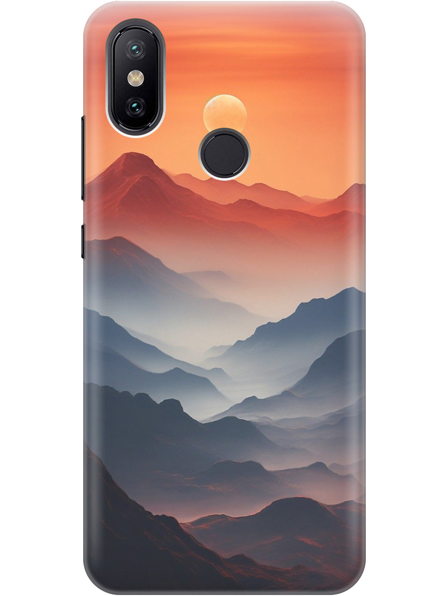 

Силиконовый чехол на Xiaomi Mi 6X/Mi A2 с принтом "Луна над горами", Прозрачный;оранжевый;черный, 717439410