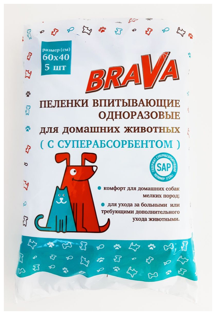 Пеленки для домашних животных Brava, 40х60 см, 5 шт