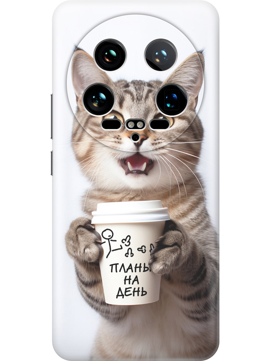 

Силиконовый чехол на Xiaomi 14 Ultra с принтом "Котик и его планы на день", Прозрачный;белый;коричневый, 781969912