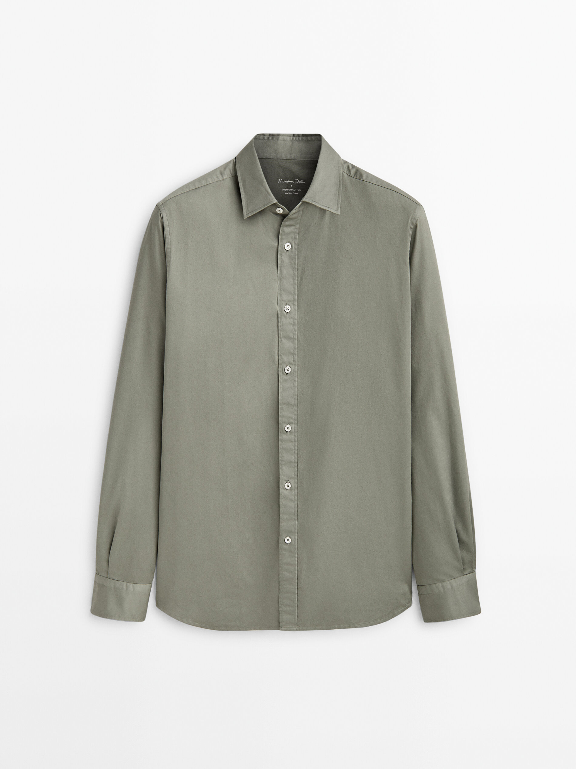 

Рубашка мужская Massimo Dutti 00122329527 хаки 2XL, 00122329527