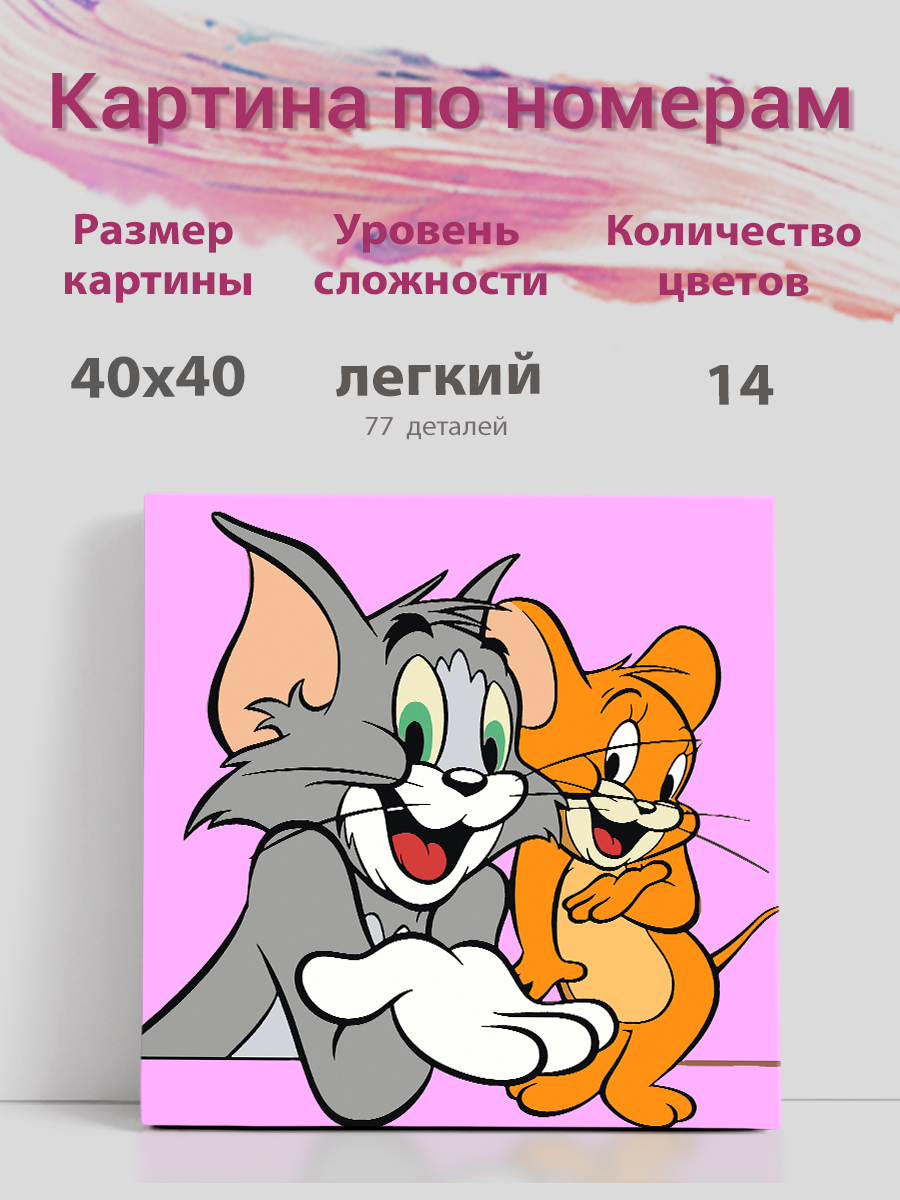 

Картина по номерам Раскрасим сами Том и Джерри Tom1 холст на подрамнике 40х40 см, Tom1