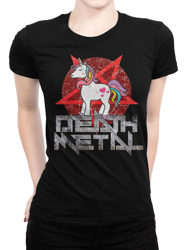 

Футболка женская Design Heroes Death Metal и Единорог черная 3XL, Death Metal и Единорог