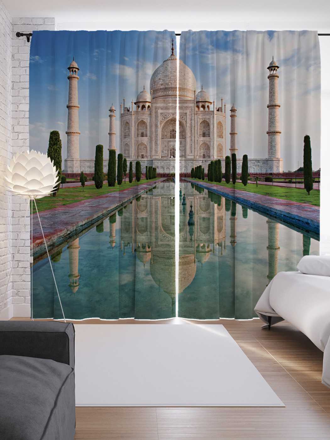 фото Шторы joyarty с фотопечатью "великий тадж-махал" из сатена, 290х265 см