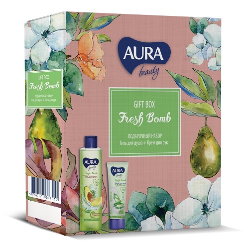 фото Подарочный набор aura beauty fresh bomb гель для душа 250 мл + крем для рук 75 мл