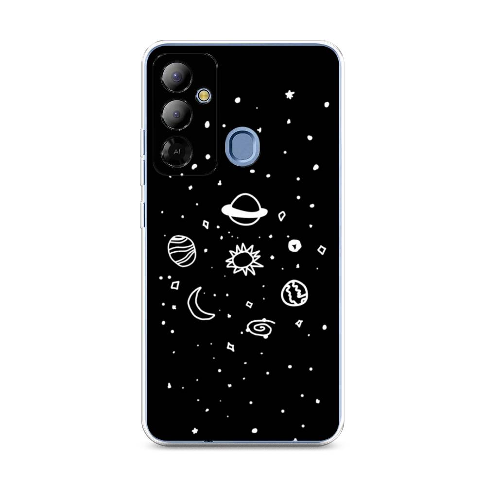 

Чехол на Tecno Pop 6 Go "Дудл солнечной системы", Бежевый;серый, 302950-2