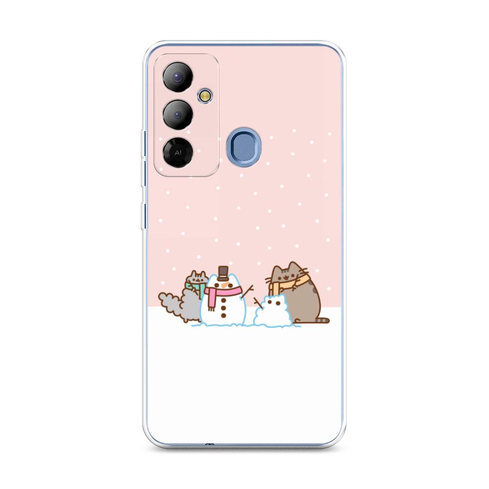 

Чехол на Tecno Pop 6 Go "Котики в снегу", Розовый;белый;серый, 302950-5