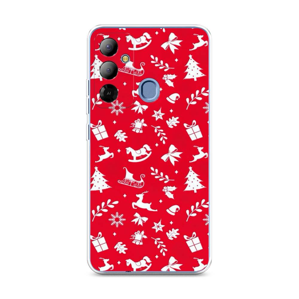 

Чехол на Tecno Pop 6 Go "Красный новогодний фон", Красный;белый, 302950-5