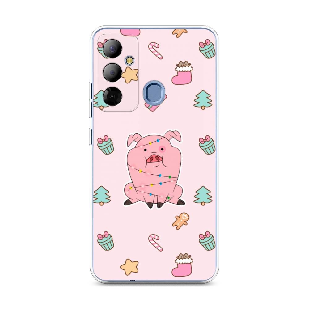 

Чехол на Tecno Pop 6 Go "Розовая свинка", Розовый;зеленый, 302950-5