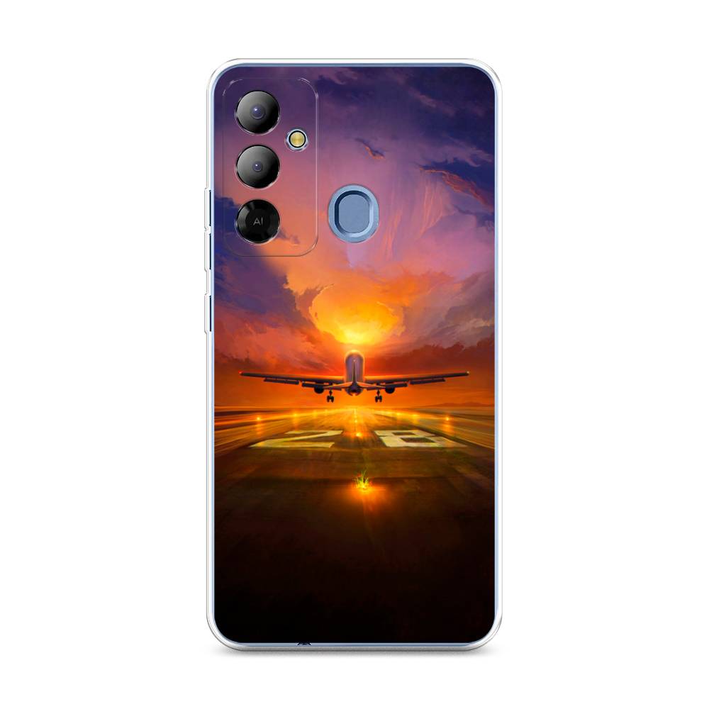 

Чехол на Tecno Pop 6 Go "Самолет на посадке", Оранжевый;синий, 302950-6