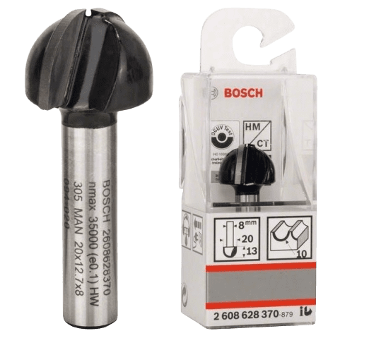Фреза Bosch галтельная R10/D20/L12,4; 8 мм
