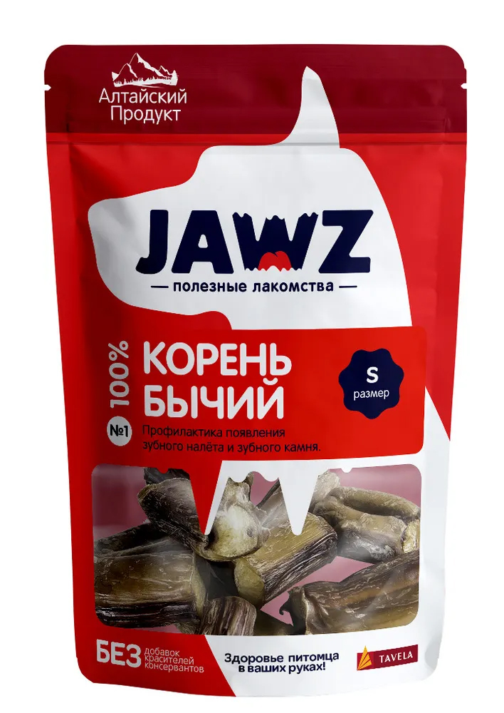 

Лакомство для собак Jawz Корень бычий, 100г