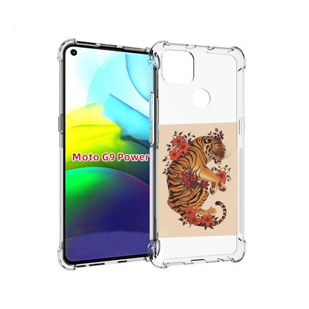 

Чехол MyPads злой-тигр-с-цветами для Motorola Moto G9 Power, Прозрачный, Tocco