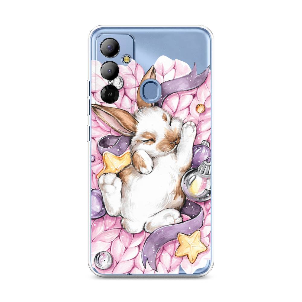 

Чехол на Tecno Pop 6 Go "Кролик спит", Розовый;белый, 302950-5