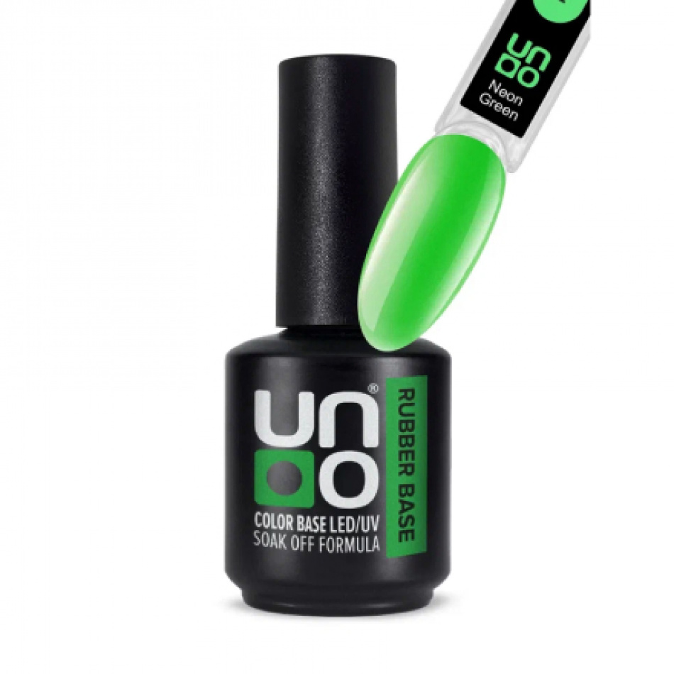 Камуфлирующее базовое покрытие для гель-лака Uno Rubber Neon Green, 12г