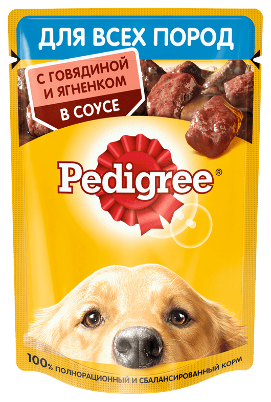 фото Влажный корм для собак pedigree кусочки в соусе, говядина, ягненок, 85г