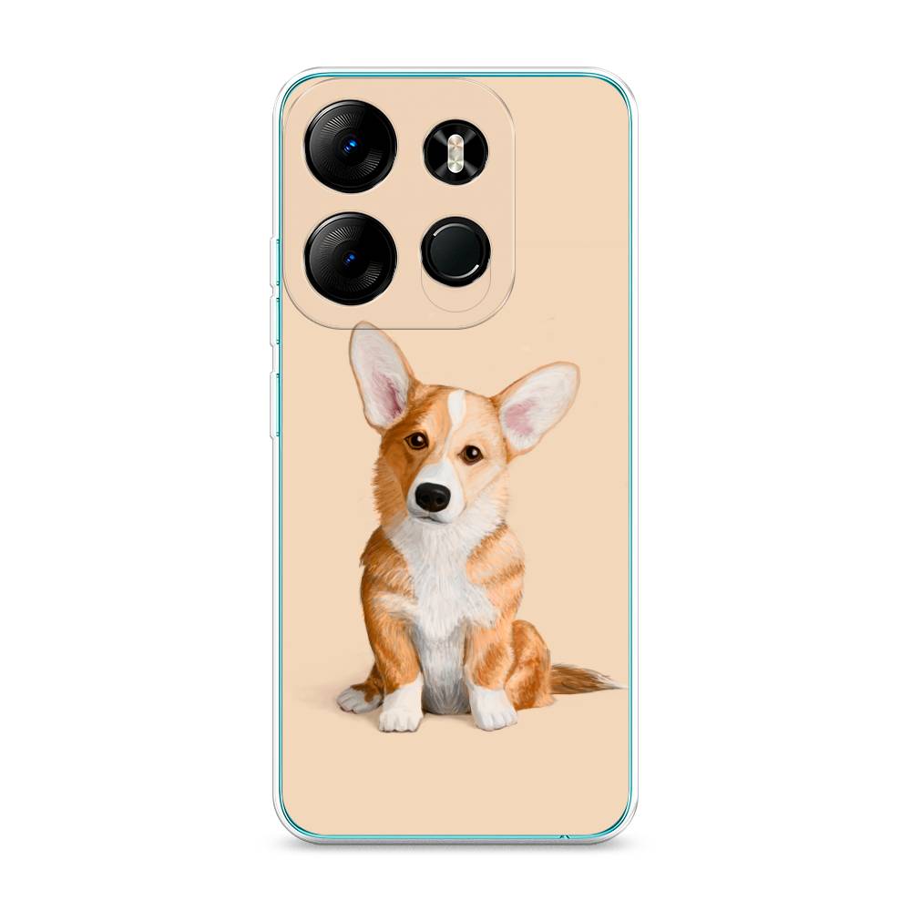 

Чехол на Tecno Pop 7 Pro "Грустный Корги", Коричневый;бежевый, 303450-1