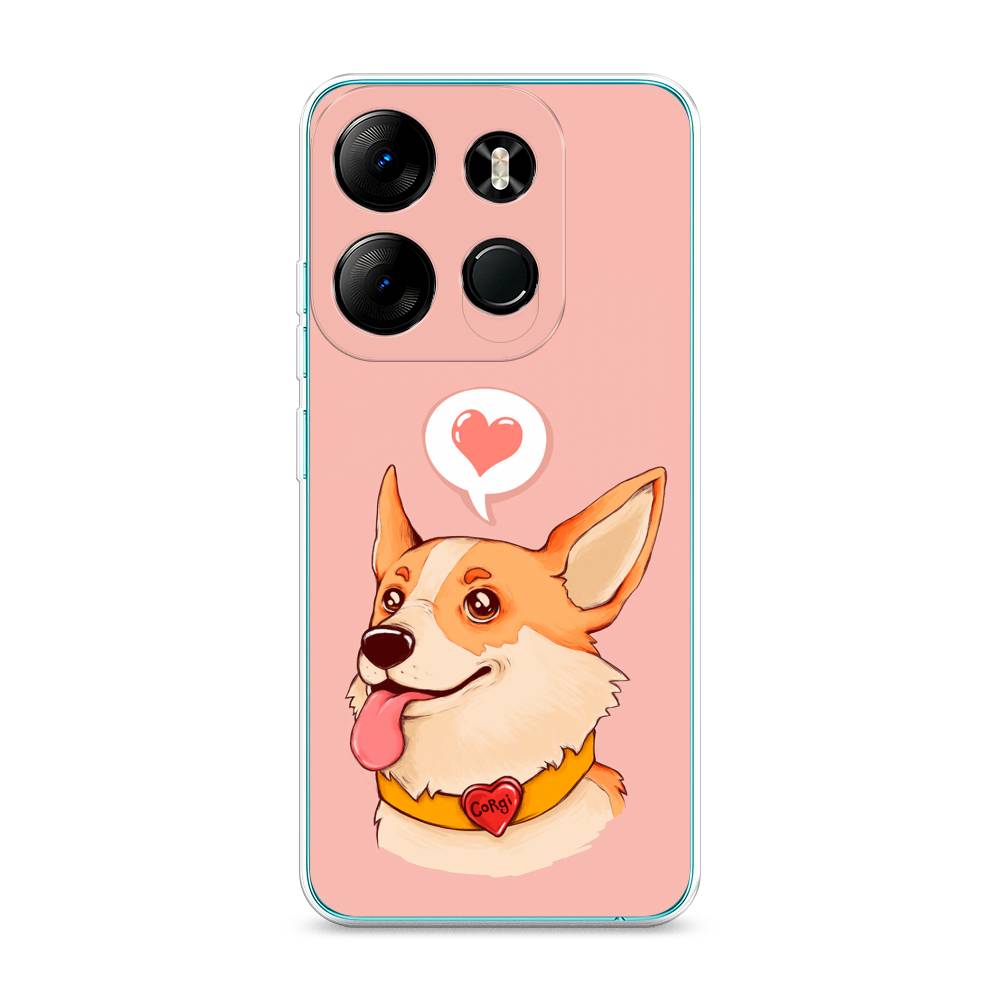 

Чехол на Tecno Pop 7 Pro "Корги язык", Розовый;коричневый, 303450-1
