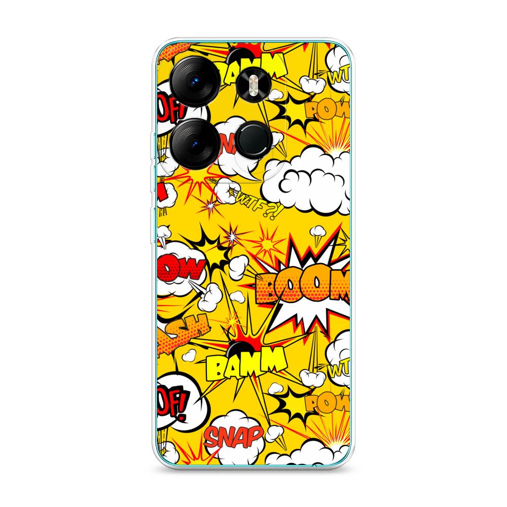 

Чехол на Tecno Pop 7 Pro "Поп Арт эффекты", Желтый;белый;оранжевый, 303450-6