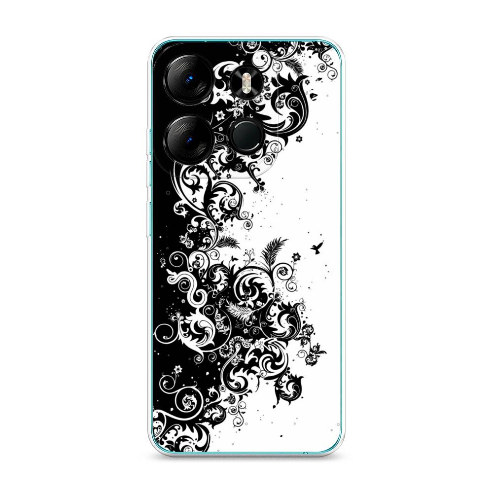 

Чехол на Tecno Pop 7 Pro "Черно белый узор", Белый;черный;серый, 303450-3