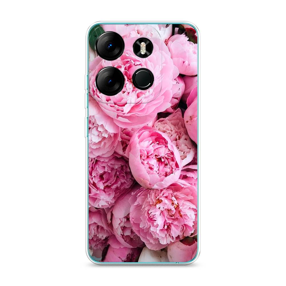 

Чехол на Tecno Pop 7 Pro "Розовые пионы", Бежевый;розовый, 303450-2