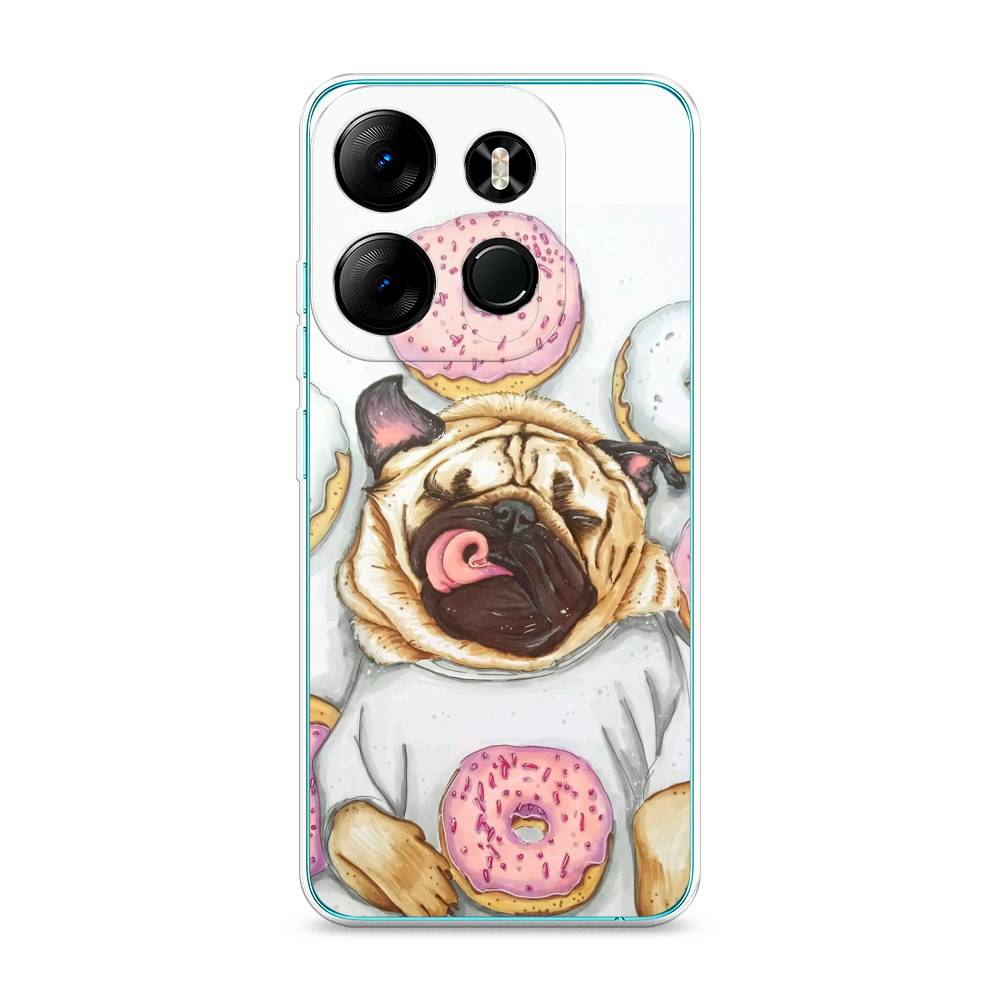 

Чехол на Tecno Pop 7 Pro "Счастливый мопс", Розовый;бежевый;коричневый, 303450-1
