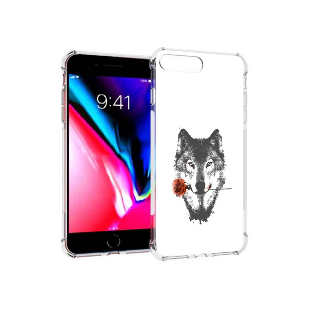 

Чехол MyPads Tocco для Apple iPhone 8 Plus волк с розой (PT70866.609.270), Прозрачный, Tocco
