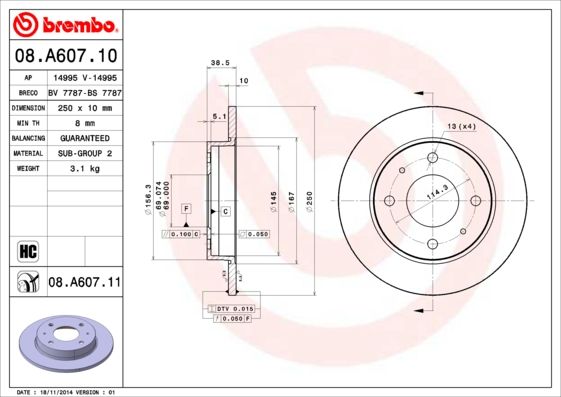 

Диск Тормозной Uv Coated | Зад | Brembo 08A60711