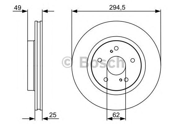 

Тормозной диск Bosch передний 294,5x25 мм 5 отверстий 986479559