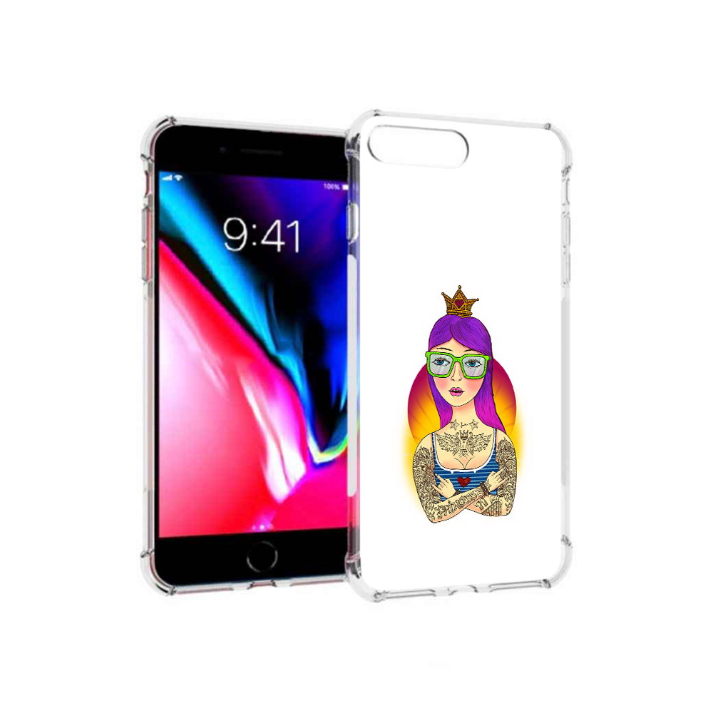 

Чехол MyPads Tocco для Apple iPhone 8 Plus девушка в татуировках с короной, Прозрачный, Tocco