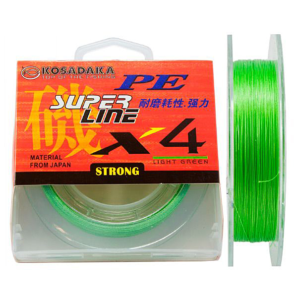 Шнур Kosadaka SUPER LINE PE X4 150м, light green, 0,18мм, 10,1кг