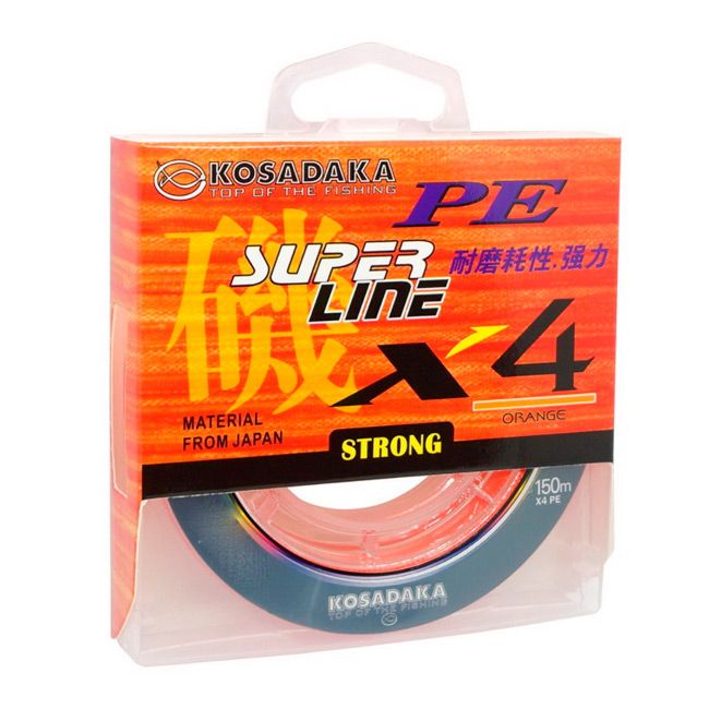 

Шнур Kosadaka SUPER LINE PE X4 150м, orange, 0,10мм, 3,2кг, Оранжевый, "SUPER LINE PE X4" 150м, orange