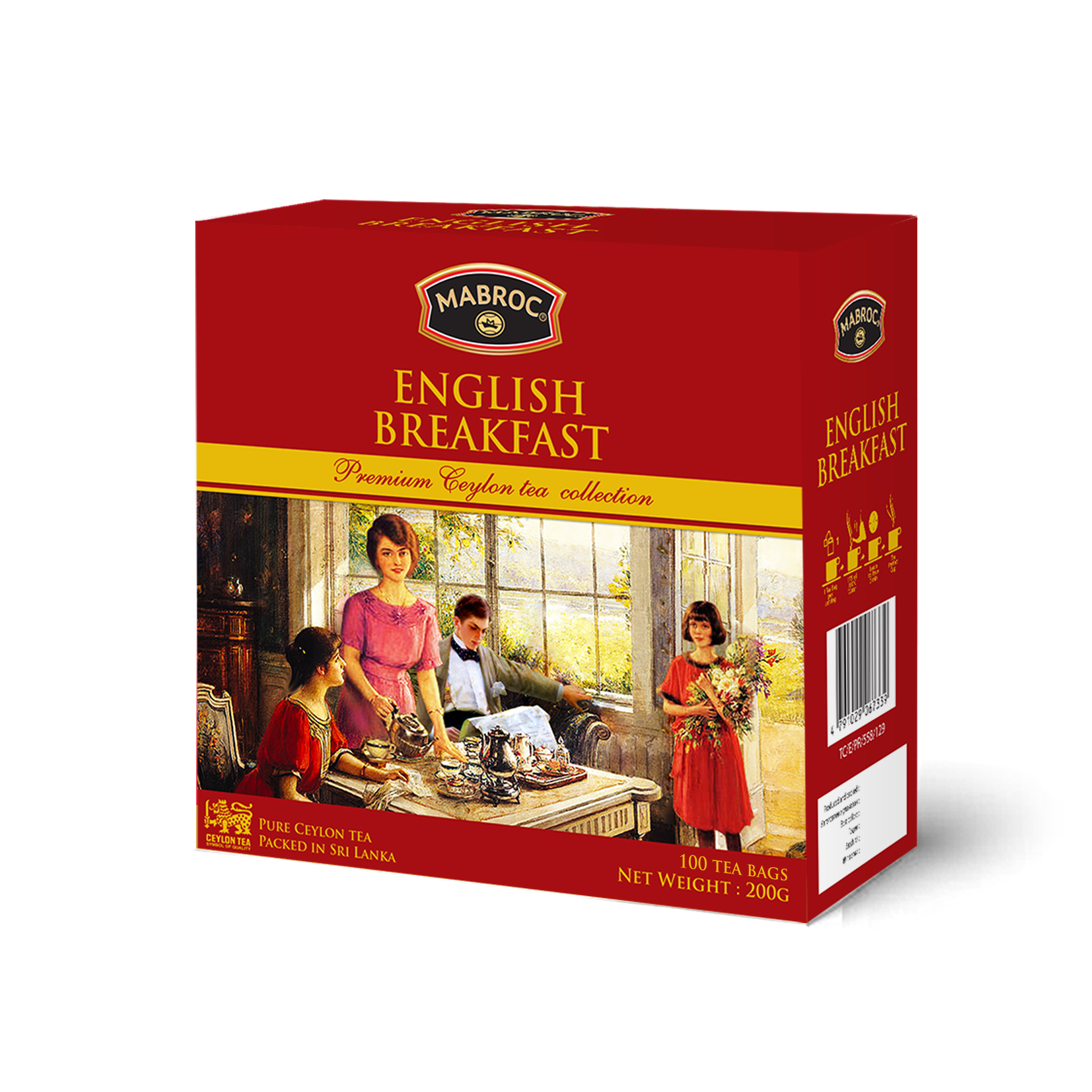 Чай черный Mabroc Английский завтрак в пакетиках 100 шт, Шри-Ланка, 200 г