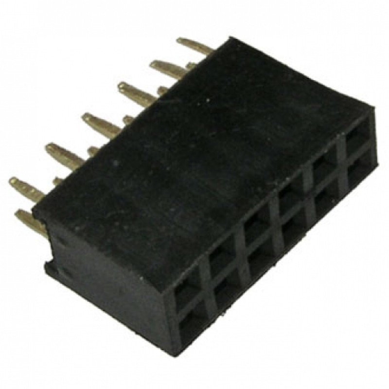 

10 штук, Гнездо на плату PBD-12 (DS-1023 - 2x6), прямое черное