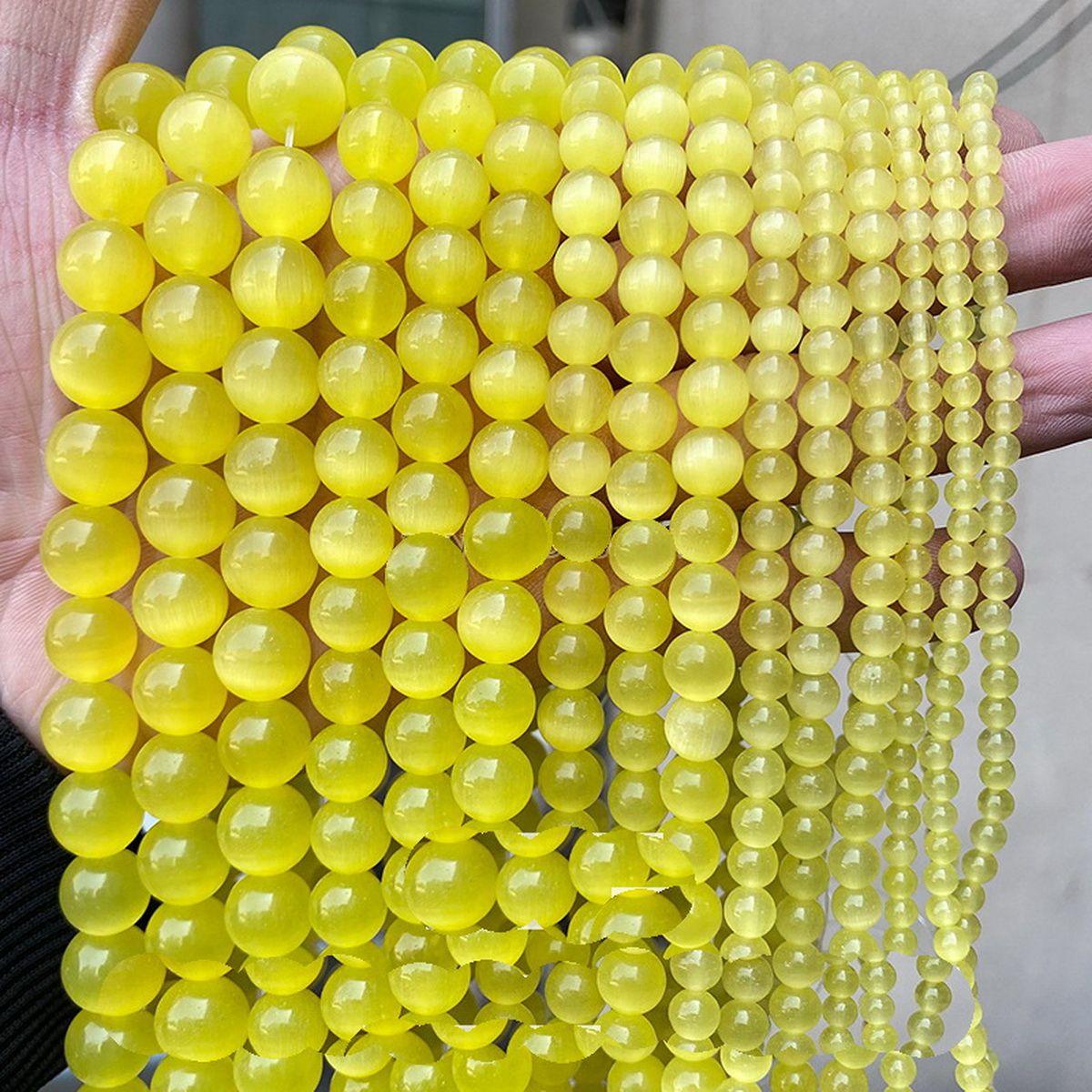 

Кошачий глаз натурал., кварцевый(лимонный)-10 мм, бусины на нитке (37-38 см, около 40 шт.), Желтый, Кошачий глаз