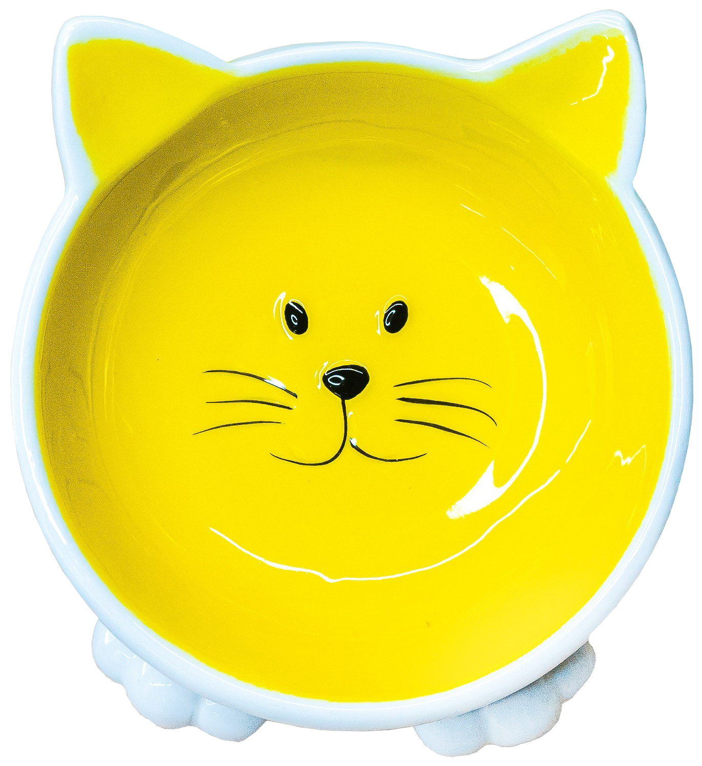 фото Одинарная миска для кошки керамикарт, керамика, белый, желтый, 0.1 л