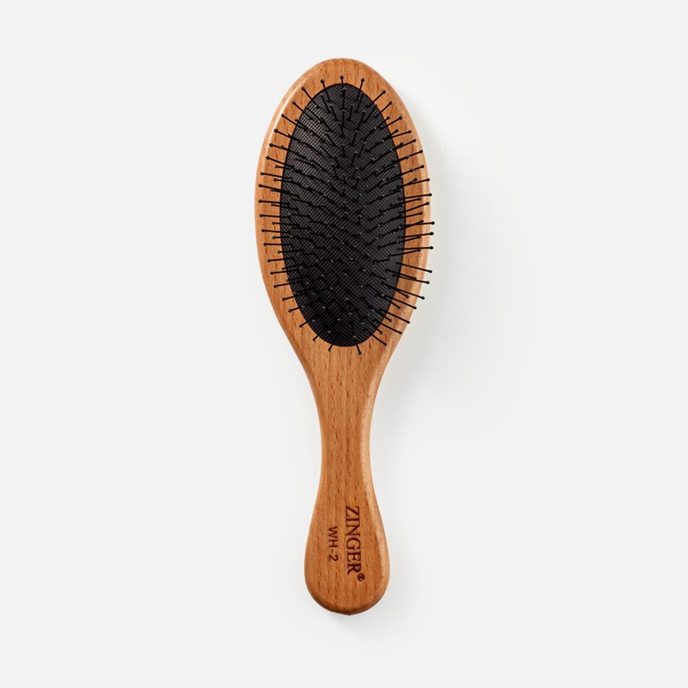 фото Расческа для волос zinger деревянная массажная с нейлоновыми зубьями