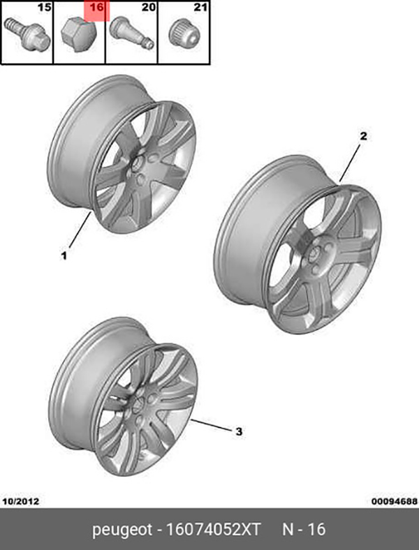 Колпачок Болта Колеса Peugeot-Citroen 16 074 052 XT