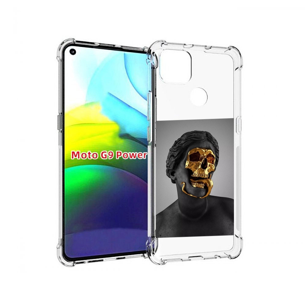 

Чехол MyPads золотой череп в статуе для Motorola Moto G9 Power, Прозрачный, Tocco