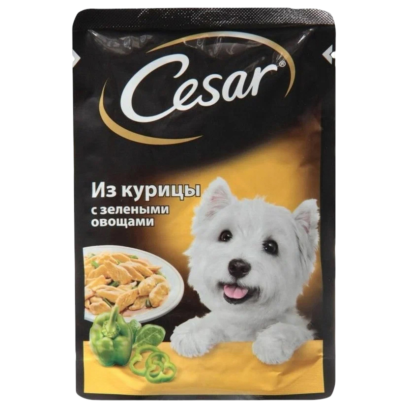 Влажный корм для собак Cesar, курица и зеленые овощи, 85г