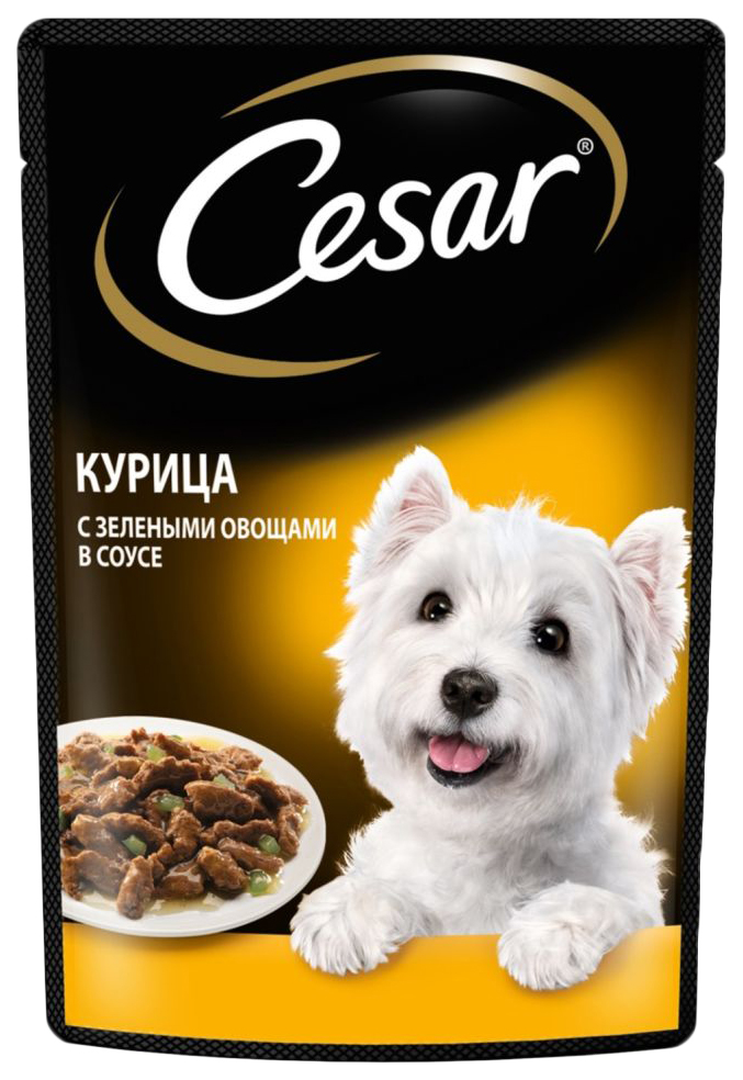 фото Влажный корм для собак cesar, курица и зеленые овощи, 85г