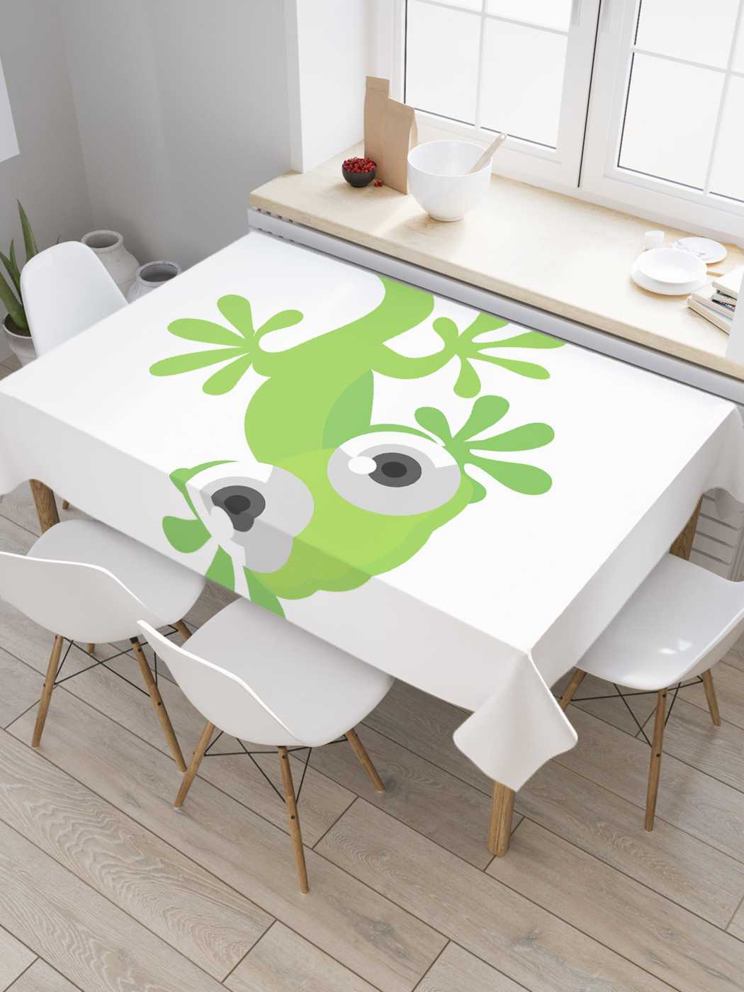 

Скатерть прямоугольная JoyArty "Милый ящер" из сатена, 180x145 см, Желтый, Милый ящер