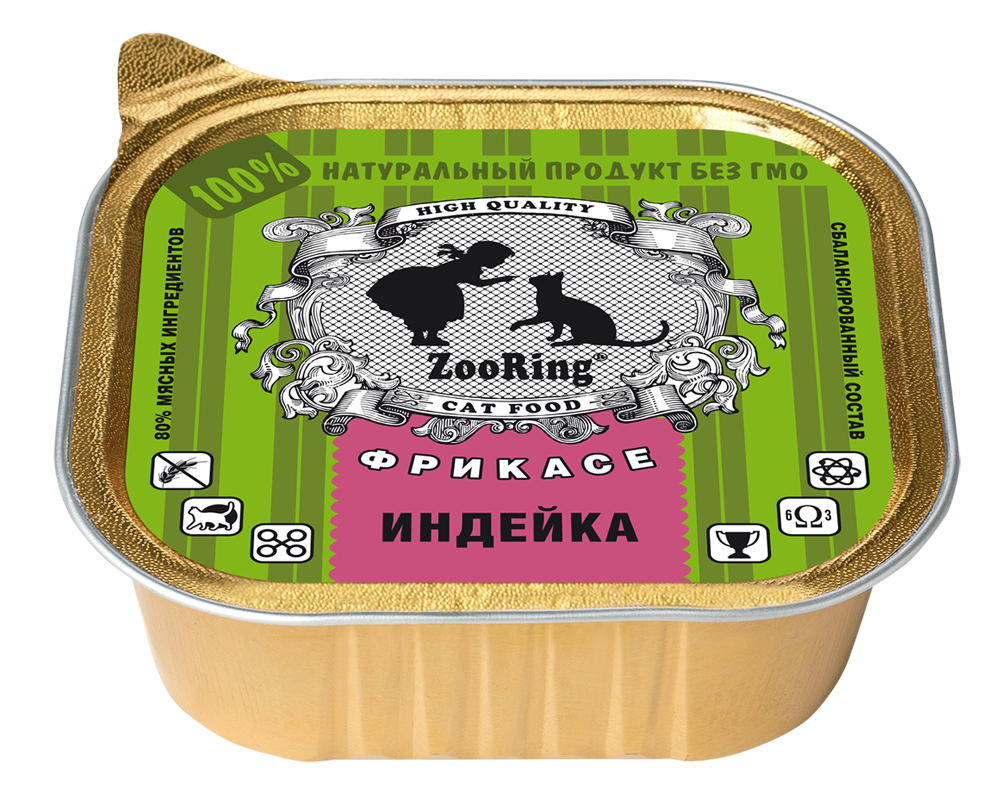 Консервы для кошек Zooring паштет с фрикасе из индейки, 100г