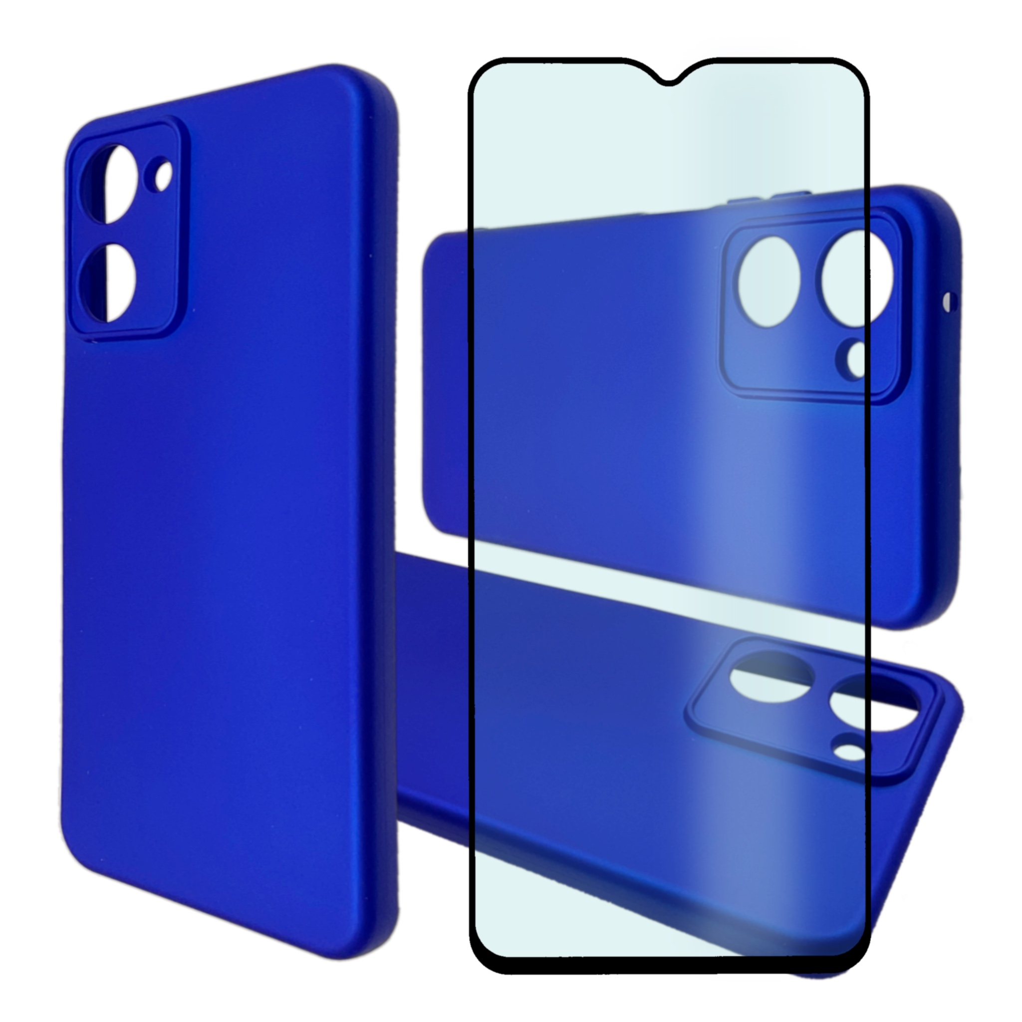 

Чехол силиконовый и стекло Qvatra для Realme 10 синий, для Realme 10 синий